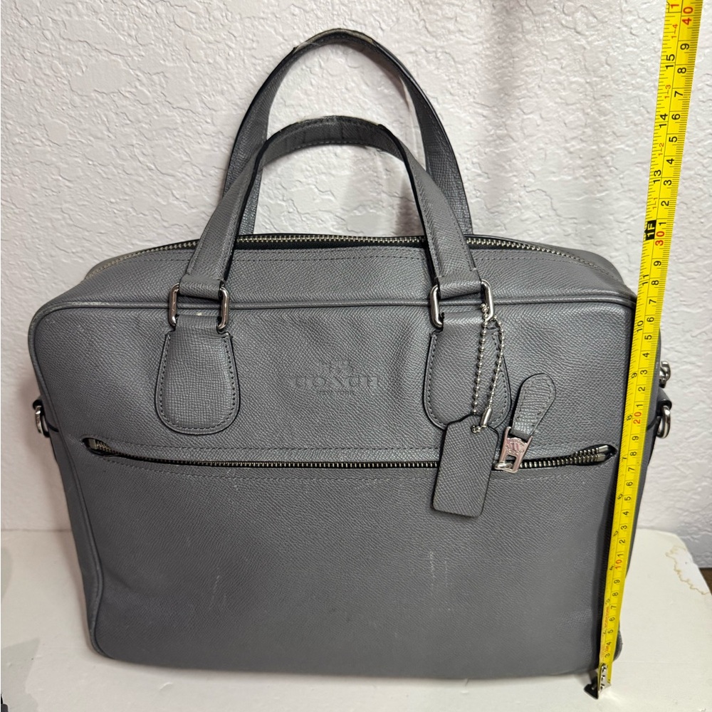 Coach Kennedy Briefcase Grey Saffiano Leather - Picture 2 of 15